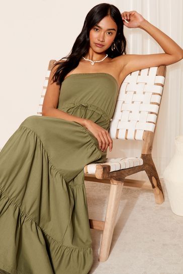 Khaki jersey maxi dress 2025