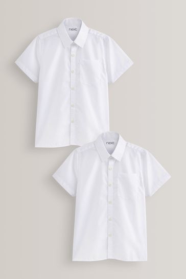 White White 2 Pack Short Sleeve Stretch School Shirts (3-16yrs)