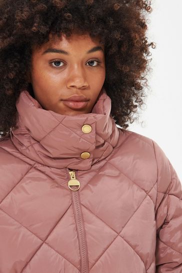 Ladies pink quilted barbour jacket sales