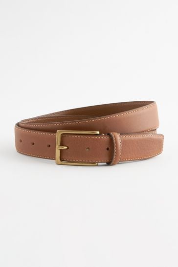 Tan Brown Signature Contrast Stitch Leather Belt