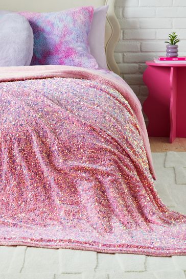Buy Pink Sequin Super Soft Fleece Throw Blanket from Next Bahrain