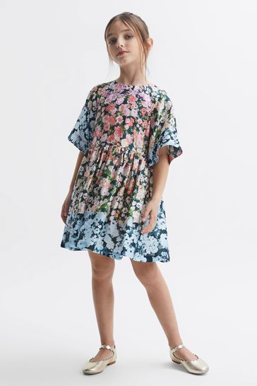 Reiss Multi Marnie Senior Floral Print Bell Sleeve Dress