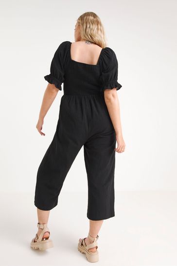 Buy Simply Be Black Linen Look Jumpsuit from Next Luxembourg