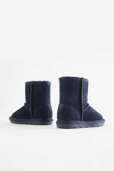 Navy blue suede top boots