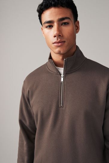 Mens zip shop neck sweatshirt