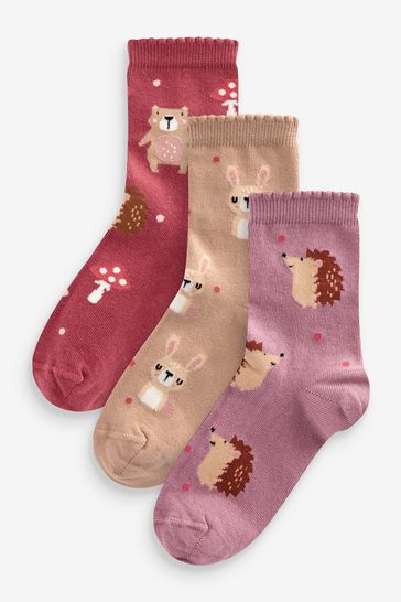 Pink Cotton Rich Character Ankle Socks 3 Pack