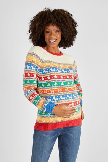 JoJo Maman Bébé Multi Women's Christmas Fair Isle Jumper