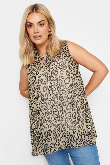 Yours Curve Leopard Sleeveless Shirt