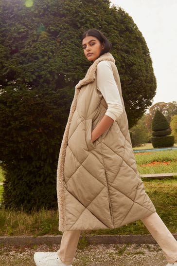 Teddy Gilet Winter Women's Teddy Bear Long Jacket Lapel Faux