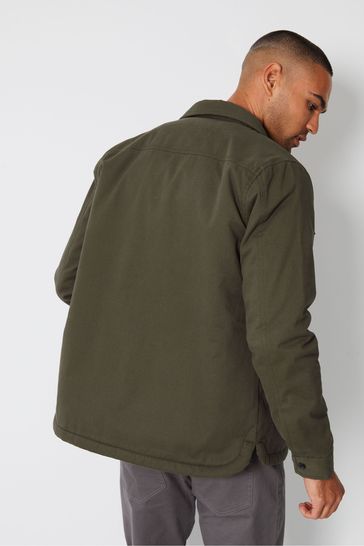 Buy Threadbare Khaki Borg Lined Cotton Overshirt Coat Jacket from Next Bahrain