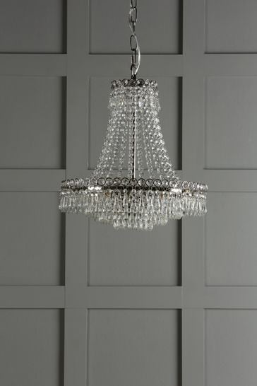 Laura Ashley Chrome Enid Cut Glass 5 Light Grand Chandelier Ceiling Light