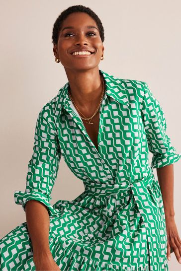 Buy Boden Green Tiered Cotton Maxi Shirt Dress from Next France