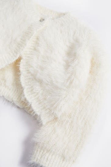 Ecru White Fluffy Shrug Cardigan 12mths 16yrs