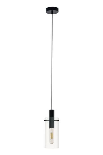 Eglo Black Montefino Cylindrical Glass Pendant Ceiling Light