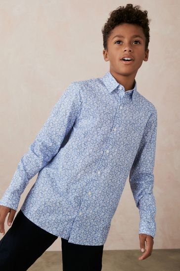 Buy Blue Long Sleeve Floral Print Shirt 3 16yrs from Next Luxembourg