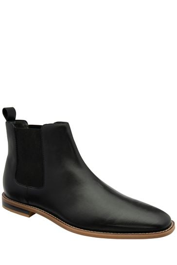 Frank Wright Black Leather Chelsea Mens Boots