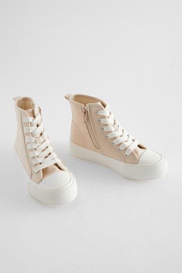 Neutral Cream Chunky High Top Trainers