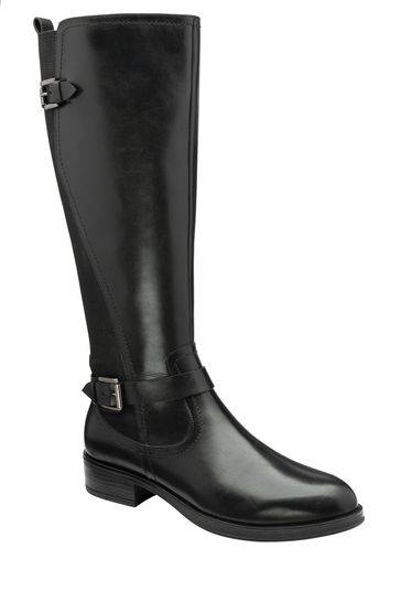 Ravel Black Leather Knee High Boots