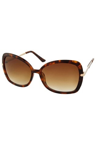 Accessorize Brown Sophie Metal Detail Square Sunglasses