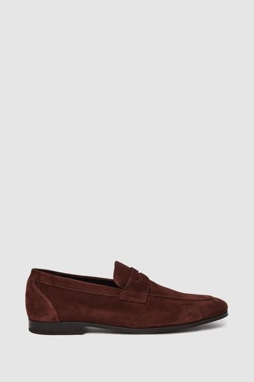Buy Reiss Rust Bray Suede Slip On Loafers from Next Singapore