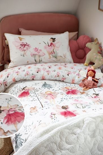 Castle Fairy Vintage Jungle Rabbits Duvet Cover - Toddler Size, Watercolor Flowers, Farmhouse Easter Theme - View #2