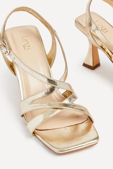 Gold leather 2024 strappy sandals