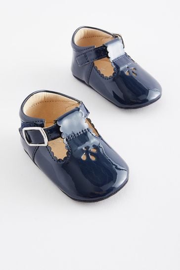 Navy Blue T-Bar Baby Shoes (0-24mths)