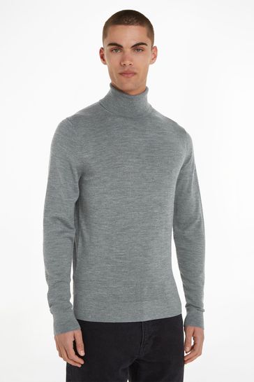 Calvin Klein Grey Merino Turtle Neck Sweater