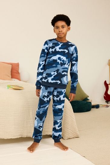 Buy Blue Camouflage Soft Touch Fleece with Elastane Pyjamas 3 16yrs from Next Kuwait