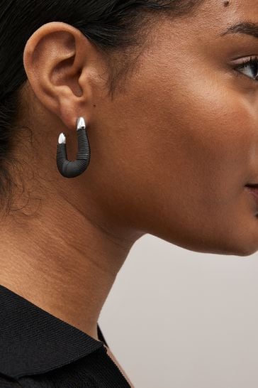 Thread hoop earrings sale