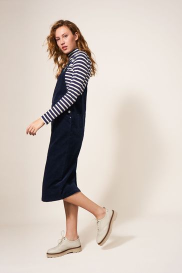 Midi cord pinafore top dress