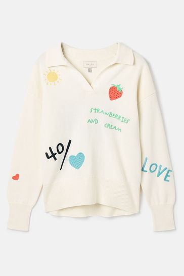 Buy Joules Set Match Cream Jumper with Tennis Embroidery from Next Kuwait