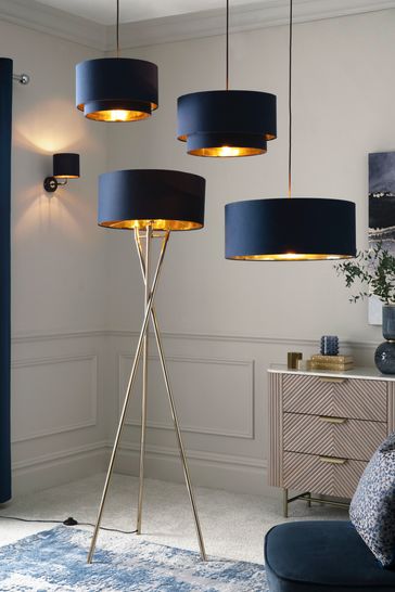 Navy blue standing shop lamp