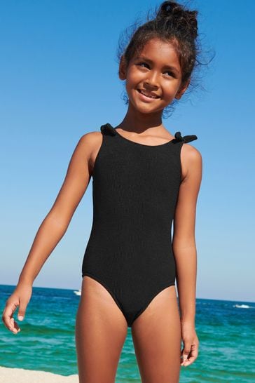 Black Textured Swimsuit (3-16yrs)