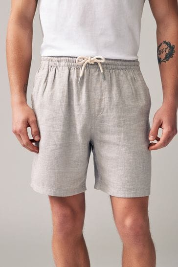 Stone Cotton Linen Dock Shorts