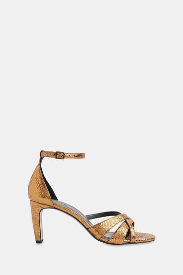 Whistles Gold Hailey Strappy Heeled Sandals