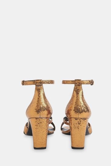 Whistles Gold Hailey Strappy Heeled Sandals