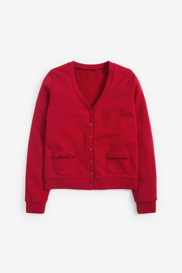 Buy Red Cotton Rich Frill Pocket Jersey School Cardigan 3 16yrs from Next Luxembourg