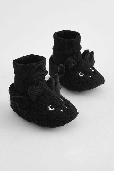 Black Halloween Bat Sensory Sock Top Baby Booties 0 2mths