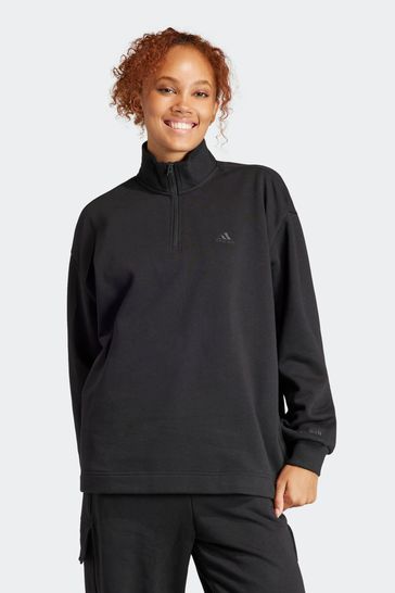 adidas Black Sportswear All Szn Fleece Quarter-Zip Sweatshirt