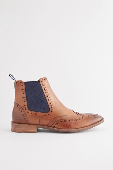 Brown brogue 2025 chelsea boots