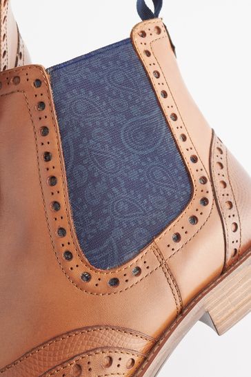 Ladies tan top brogue ankle boots