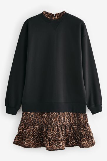 Buy Animal Long Sleeve Printed Layered Sweatshirt Dress from Next Denmark