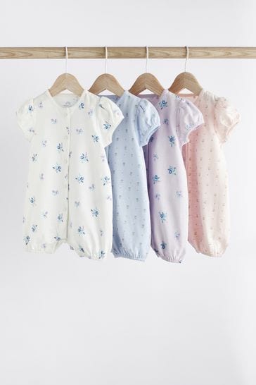 Pink/ Blue Floral Baby Rompers 4 Pack