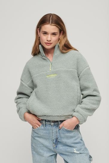 Buy Superdry Green Embriodered Borg Half Zip Sweatshirt from Next Lithuania
