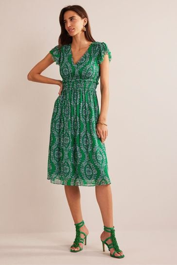 Boden green floral dress cheap