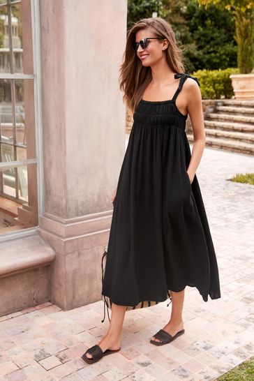 Black Tie Strap Maxi Summer Dress