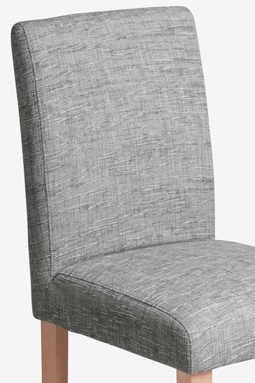 Set of 2 Boucle Weave Light Dove Grey Moda II Button Non Buttoned Dining Chairs