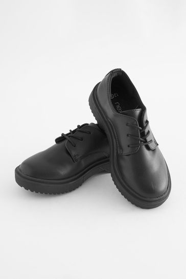 Black Wide Fit (G) School Chunky Lace-Up Shoes