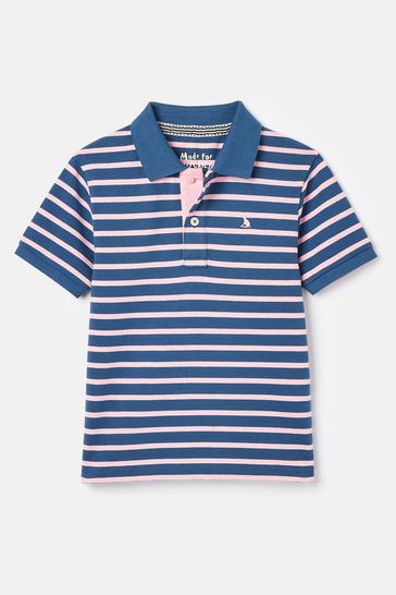 Joules Filbert Pink Striped Pique Cotton Polo Shirt